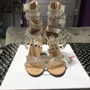 Steve Madden clear studded heels. Size 8